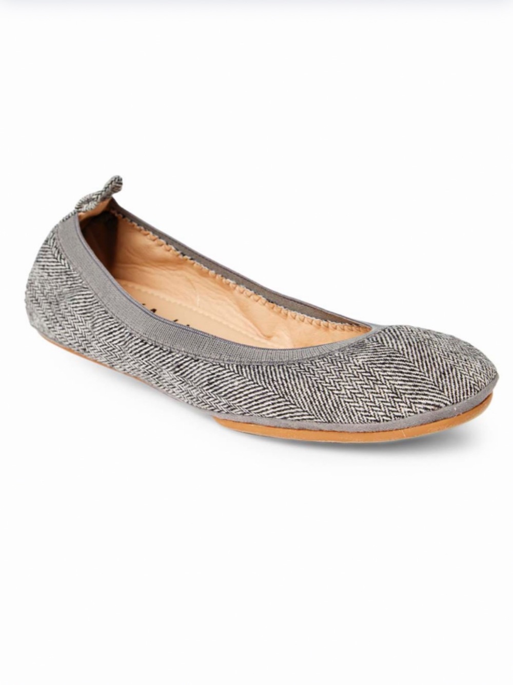 Yosi New York YNY Lexington Foldable Ballet Flats Shoes Grey Herringbone Print